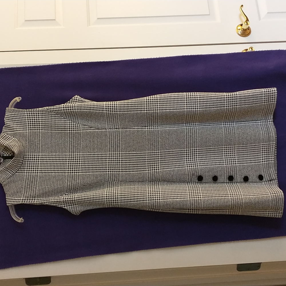 Sharagano black and gray plaid dress